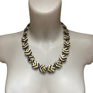 KAZURI Handmade Pottery Earthen Clay Hand Painted  Kenya Africa Necklace NWT